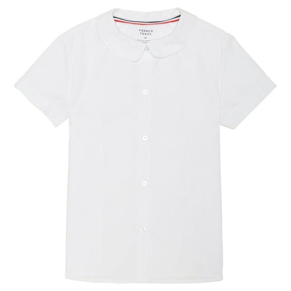 French Toast Girls School Uniform Short Sleeve Modern Peter Pan Collar Blouse, Sizes 4-20 & Plus
