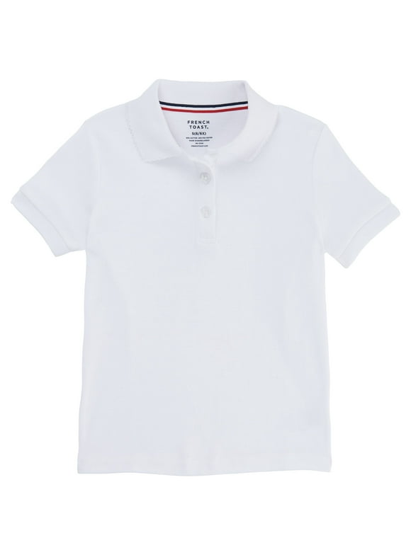 Girls School Uniform Short Sleeve Picot Collar Interlock Polo Shirt