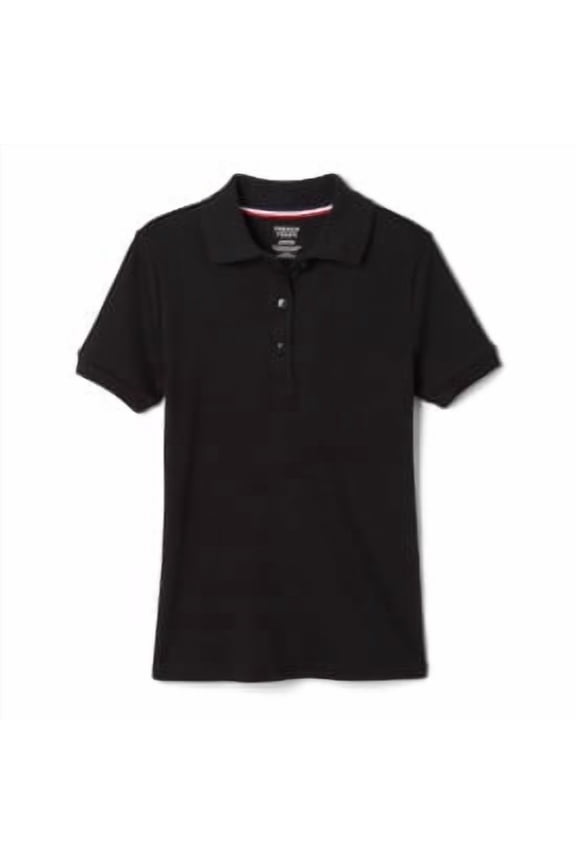 Girls School Uniform Short Sleeve Picot Collar Interlock Polo Shirt