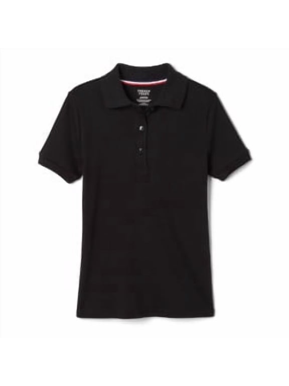 Girls School Uniform Short Sleeve Picot Collar Interlock Polo Shirt