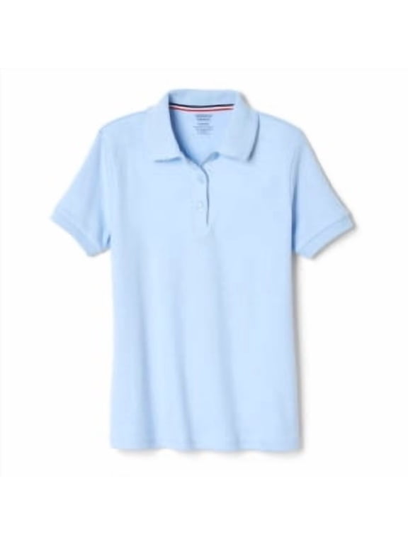 Girls School Uniform Short Sleeve Picot Collar Interlock Polo Shirt