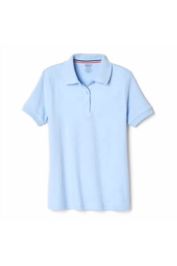 Girls School Uniform Short Sleeve Picot Collar Interlock Polo Shirt