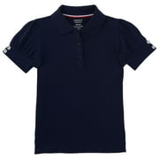 Short Sleeve Puff Sleeve Polo Shirt With Rhinestone Buttons (Little Girls & Big Girls)