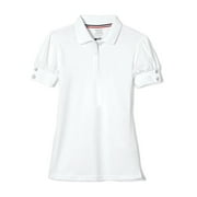 FRENCH TOAST Girls School Uniform Short Sleeve Puff Sleeve Polo Shirt With Rhinestone Buttons, Sizes 4-16 & Plus