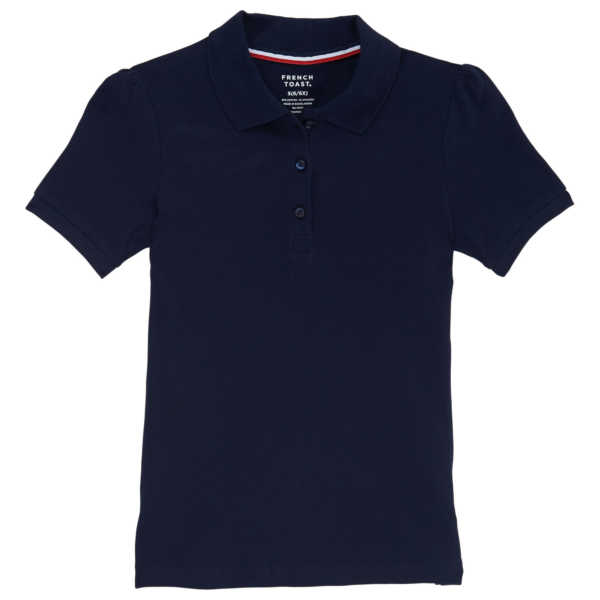 French Toast Girls School Uniform Short Sleeve Ruffle Pique Polo Shirt