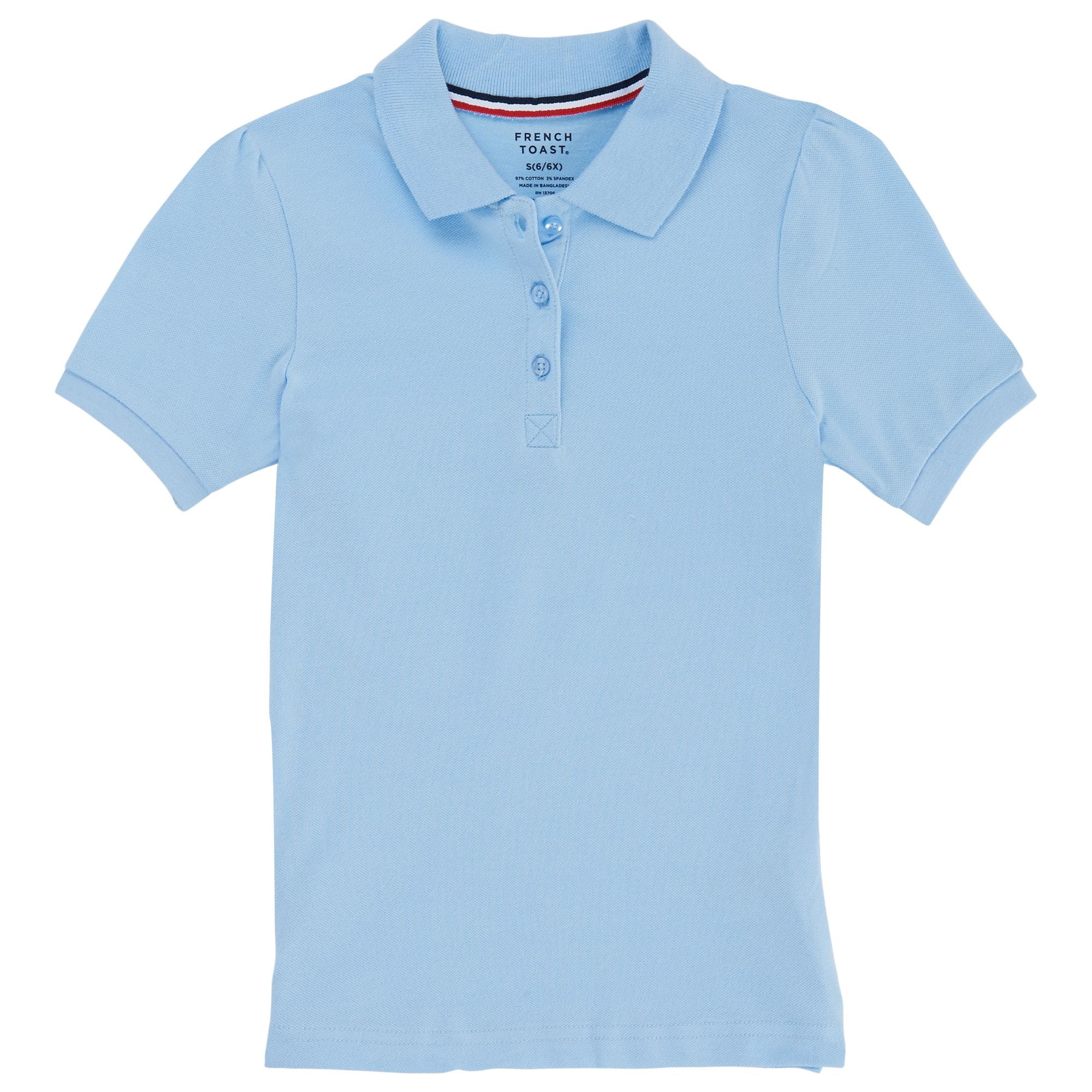 Girls School Uniform Short Sleeve Ruffle Pique Polo Shirt