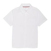 French Toast Girls School Uniform Short Sleeve Woven Button-Up Shirt with Pocket, Sizes 4-20