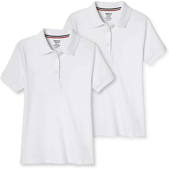 French Toast Girls Short Sleeve Buttoned placket 2 Pack Polo Shirt M (7/8)/White