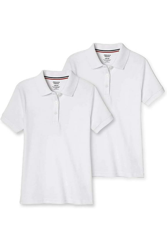 Girls Short Sleeve Buttoned placket 2 Pack Polo Shirt M (7/8)/White