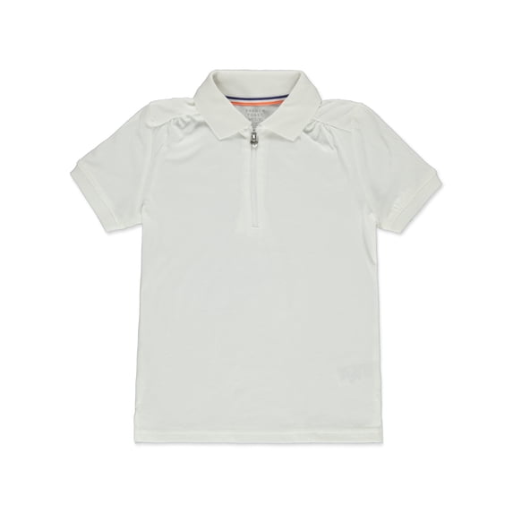 French Toast Girls' Zipper Polo Shirt Color: white Size: 10 - 12