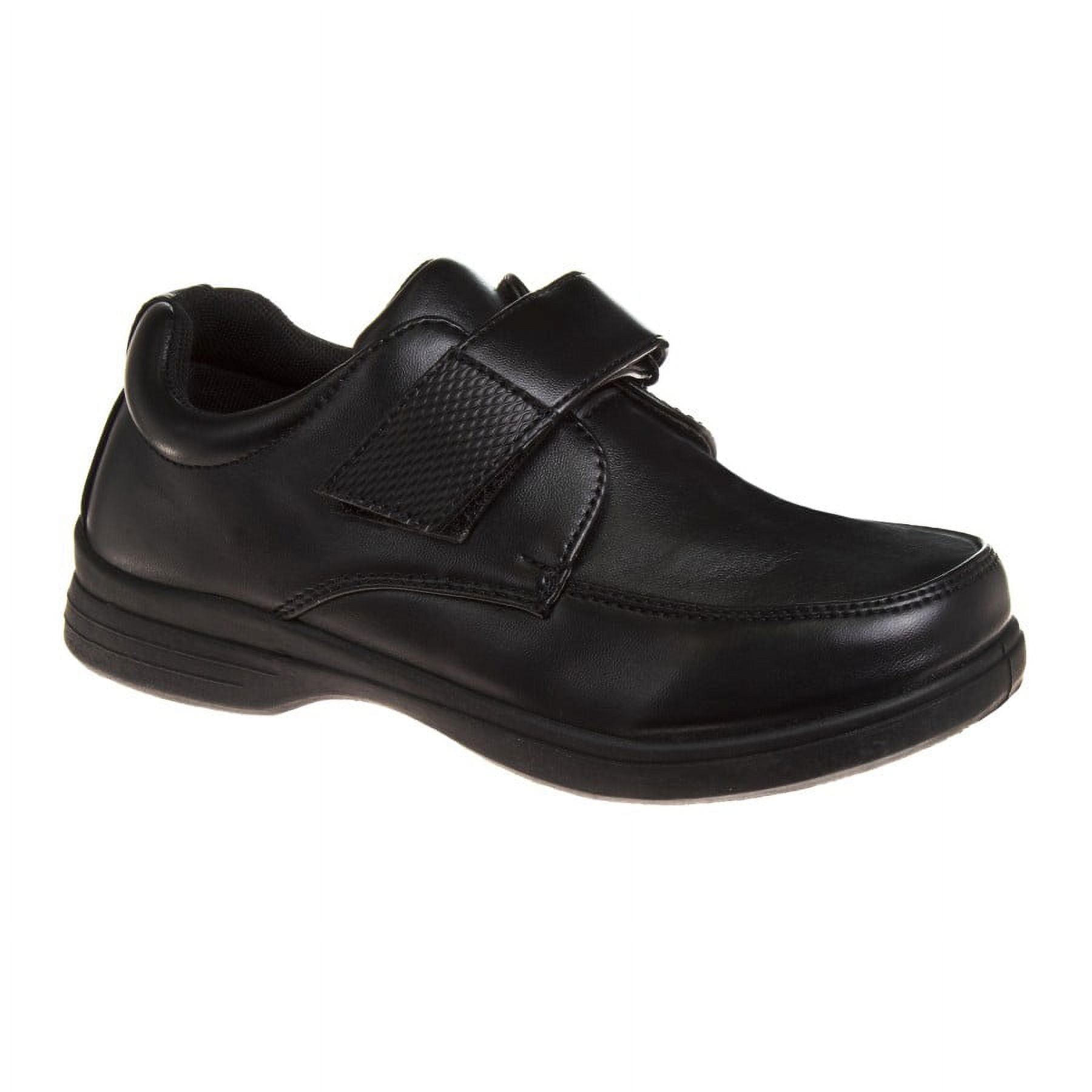 French Toast Hook & Loop Faux Leather School Shoes (Toddler Sizes) - black, Size: 5