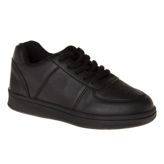 French Toast Kids Lace-up Flat Heel Faux Leather Sneakers - Size 1, Black