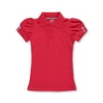 thumbnail image 1 of French Toast Little Girls' "Gem Cuffs" S/S Knit Polo (Sizes 4 - 6X) - red, 4/5, 1 of 1
