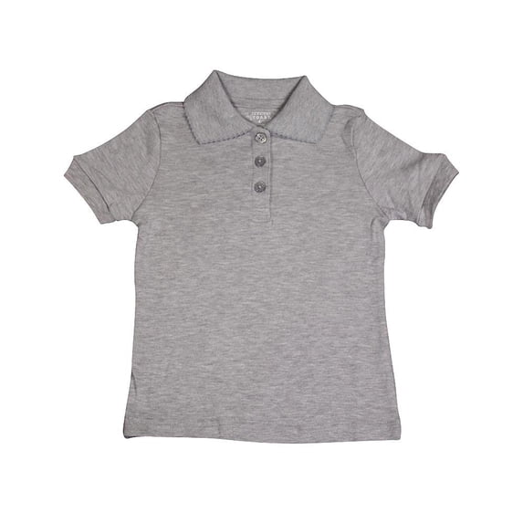 French Toast School Uniform Girls Short Sleeve Interlock Picot Polo Shirt, 35076 Grey / 20
