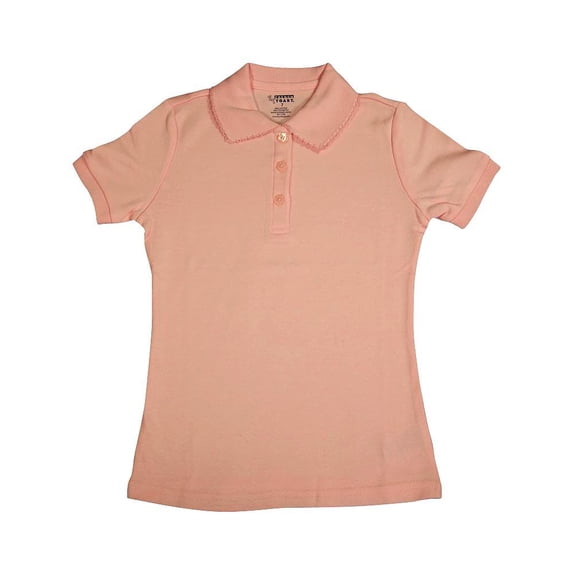 French Toast - Little Girls SS Interlock Fitted Knit Polo Picot Collar Pink / 18