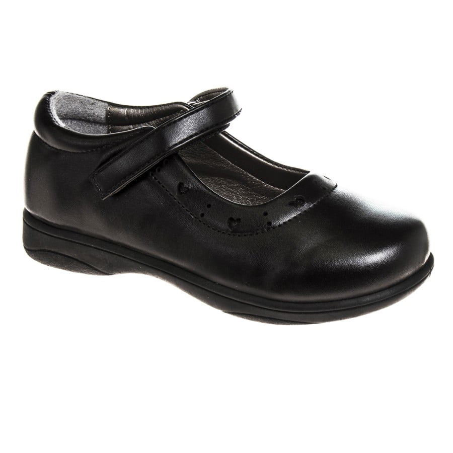 French Toast Little Kids Girls' Faux Leather Hook & Loop School Shoes - Black, 10