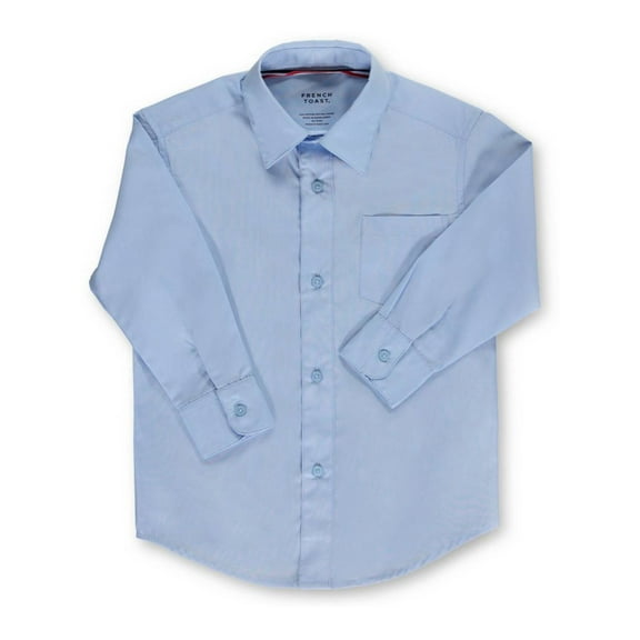 French Toast School Uniform Boys Button Down Long Sleeve Poplin Dress Shirt, 34138 Light Blue / 4