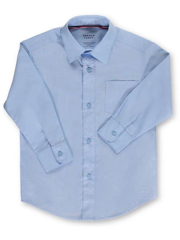 School Uniform Boys Button Down Long Sleeve Poplin Dress Shirt, 34138 Light Blue / 6