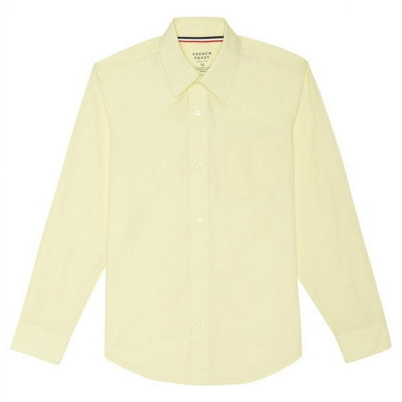 French Toast School Uniform Boys Button Down Long Sleeve Poplin Dress Shirt 34140-7 (Yellow)