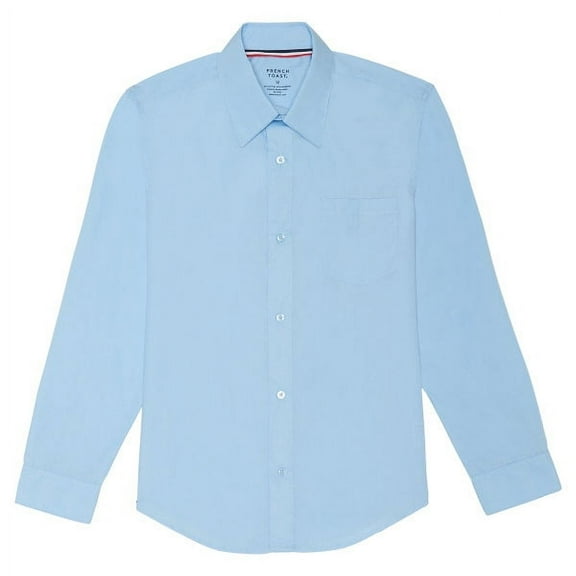 French Toast School Uniform Boys Button Down Long Sleeve Poplin Dress Shirt 34145-20 (Light Blue)