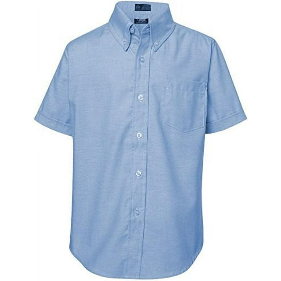 French Toast School Uniform Boys Short Sleeve Oxford Shirt, Blue, 7