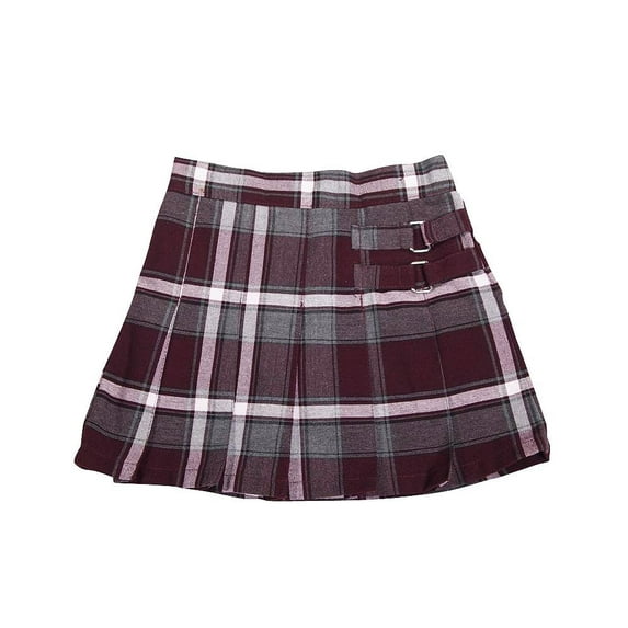 French Toast School Uniform Girls Regular & Plus Sizes Pleat Plaid Scooter Skirt, 35136 burgundy plaid / 18