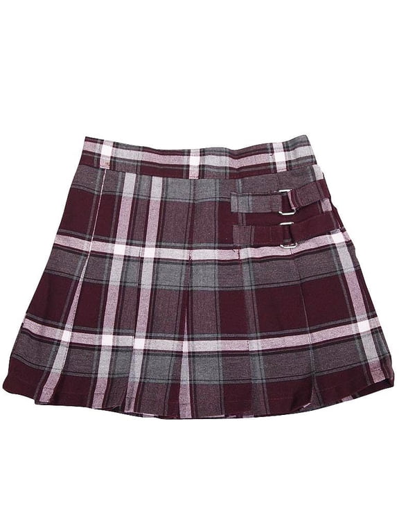 French Toast School Uniform Girls Regular & Plus Sizes Pleat Plaid Scooter Skirt, 35136 burgundy plaid / 18
