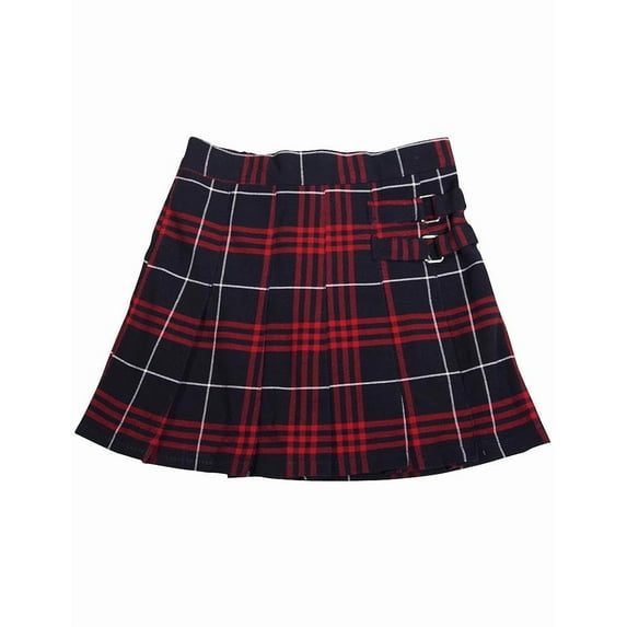 French Toast School Uniform Girls Regular & Plus Sizes Pleat Plaid Scooter Skirt, 35136 navy red plaid / 7