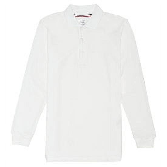 French Toast School Uniform Unisex Long Sleeve Pique Polo Shirt (Husky Sizes) 33386-10Husky (WHITE)