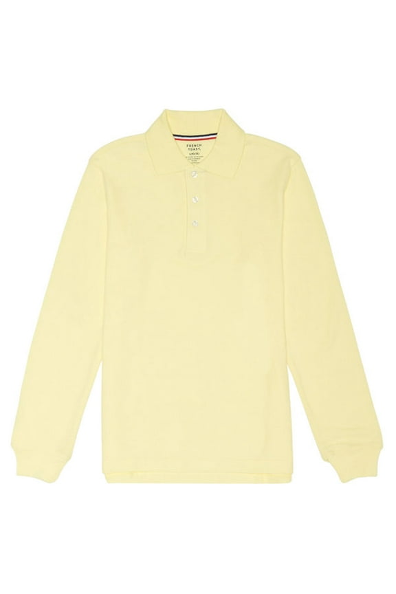 School Uniform Unisex Long Sleeve Pique Polo Shirt (Husky Sizes) 33388-16Husky (YELLOW)