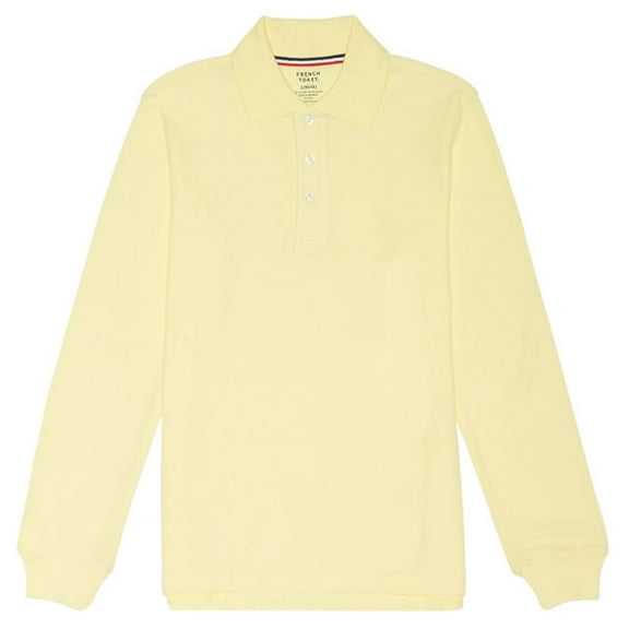 French Toast School Uniform Unisex Long Sleeve Pique Polo Shirt (Sizes 4-20) 33352-4 (YELLOW)