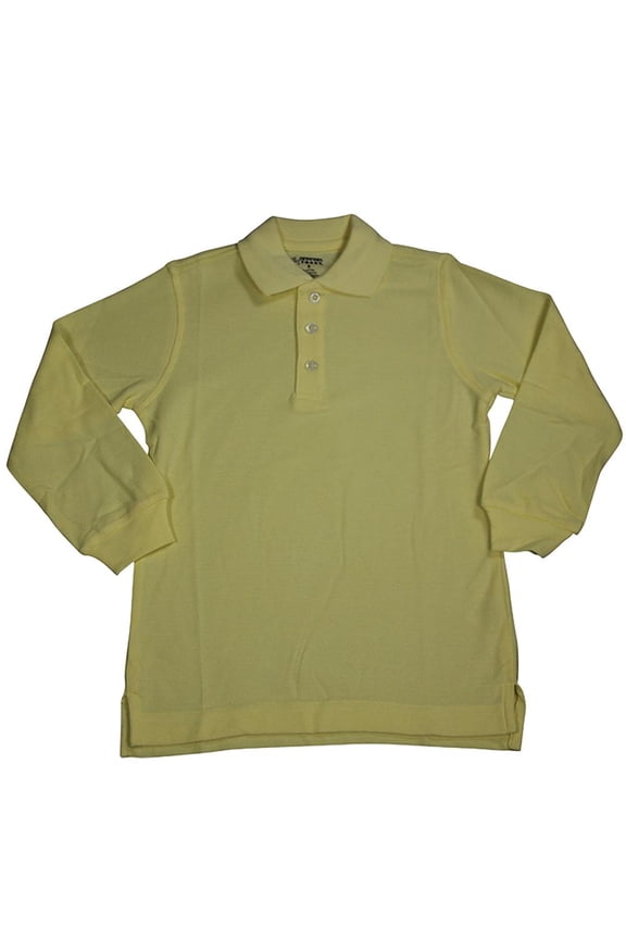 School Uniform Unisex Long Sleeve Pique Polo Shirt (Toddlers), 33344 Yellow / 2T