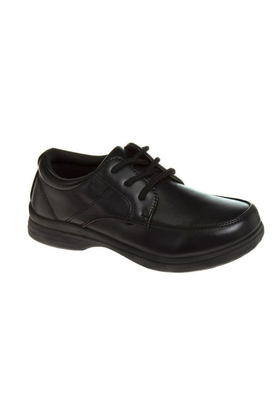 Toddler Boys Jet Black Classy Lace-up Low Heel School Shoes, Size: 7