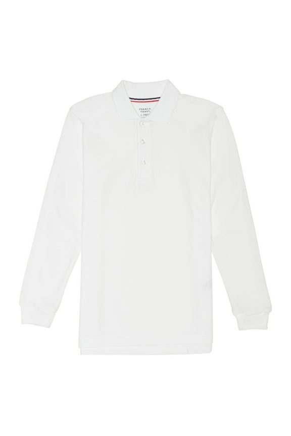 Toddler Boys School Uniform Long Sleeve Pique Polo Shirt