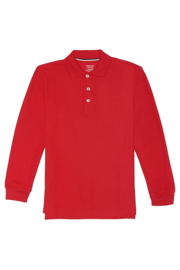 Toddler Boys School Uniform Long Sleeve Pique Polo Shirt