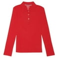 thumbnail image 1 of French Toast Toddler Girls School Uniform Long Sleeve Picot Collar Interlock Polo Shirt, 1 of 1