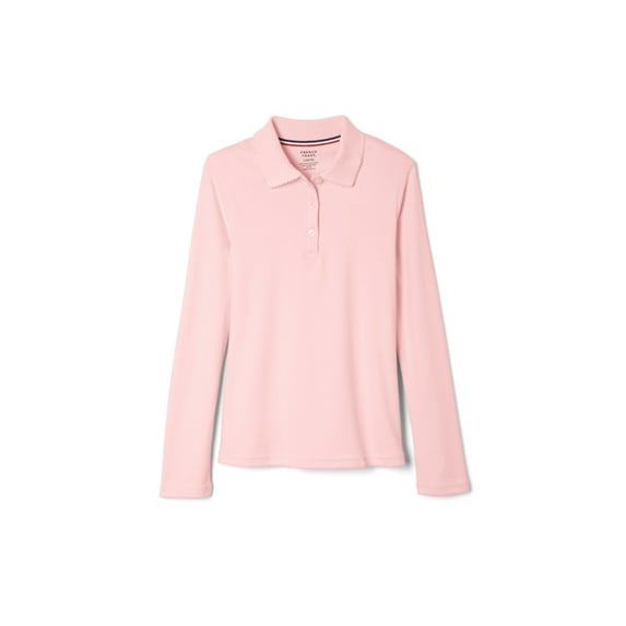 French Toast Toddler Girls School Uniform Long Sleeve Picot Collar Interlock Polo Shirt