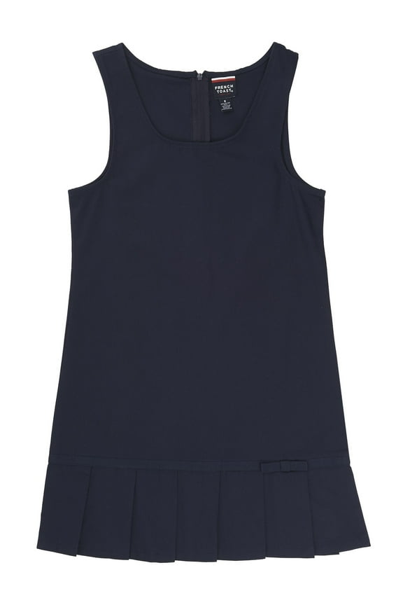 Toddler Girls School Uniform Ribbon Bow Pleated Jumper