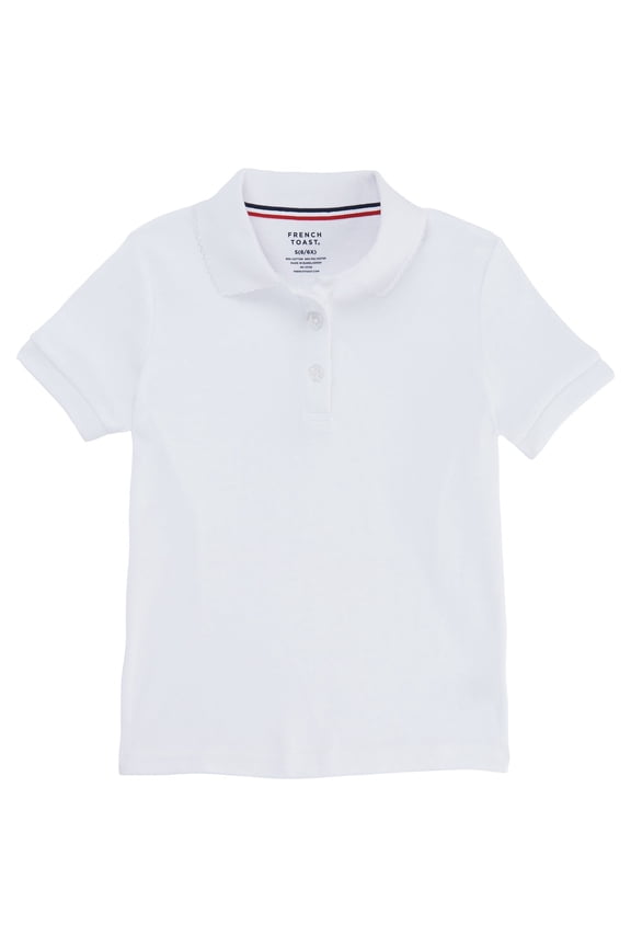 Girls School Uniform Short Sleeve Picot Collar Interlock Polo Shirt