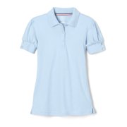 French Toast Toddler Girls School Uniform Short Sleeve Puff Sleeve Polo Shirt With Rhinestone Buttons