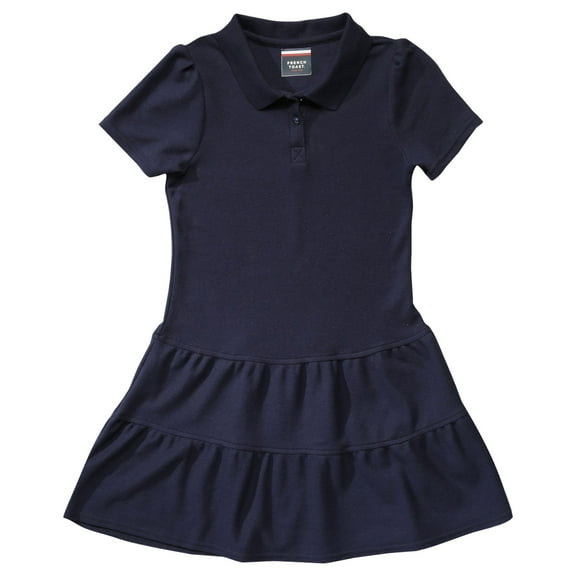 French Toast Toddler Girls School Uniform Short Sleeve Ruffle Pique Polo Dress (Toddler Girls)