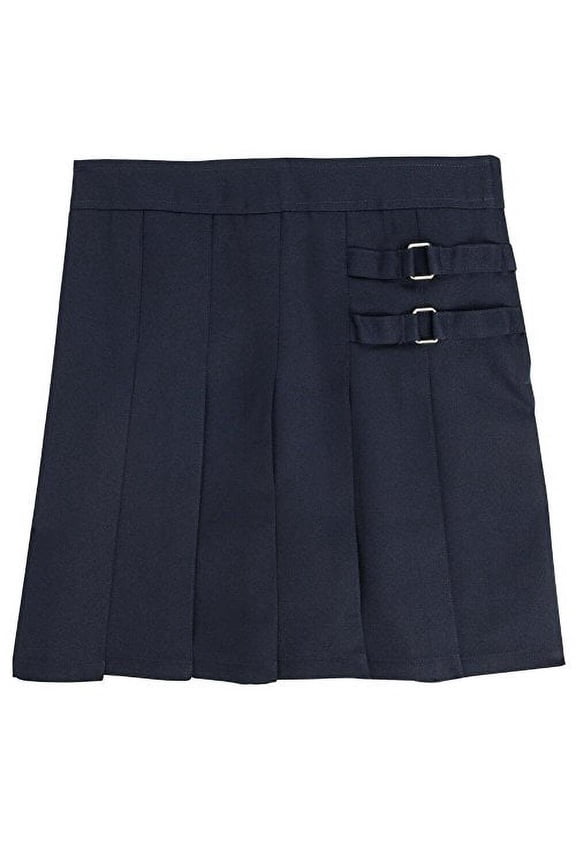 Big Girls' Two-Tab Pleated Scooter, Navy, 12