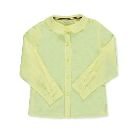 French Toast Uniform Girls 4-20 Long Sleeve Feminine Fit Peter Pan Blouse, 33411 Yellow / 4