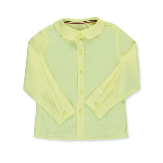 French Toast Uniform Girls 4-20 Long Sleeve Feminine Fit Peter Pan Blouse, 33411 Yellow / 4