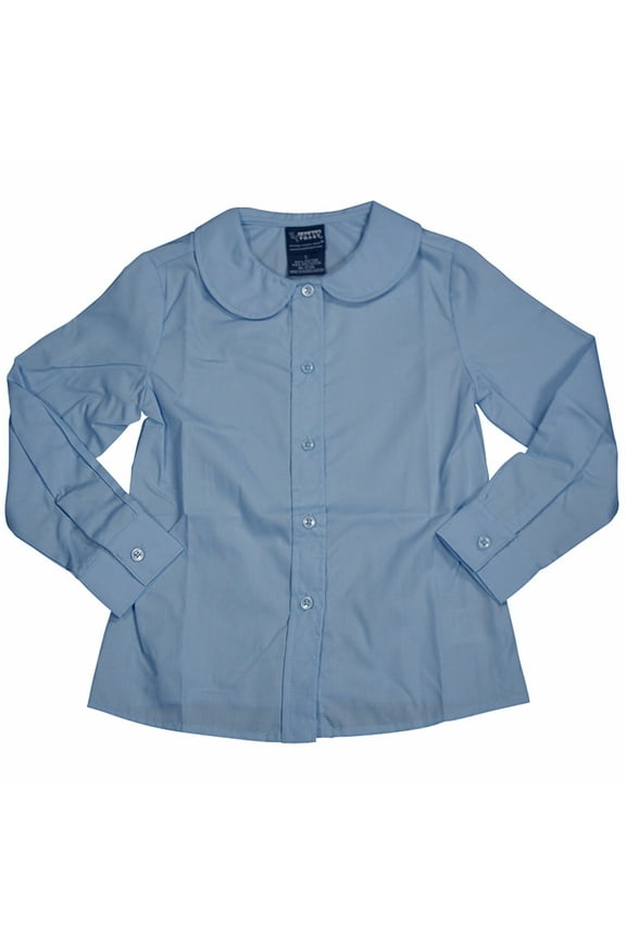 Uniform Girls Plus Size Long Sleeve Feminine Fit Peter Pan Blouse 33423-18.5Plus (blue)
