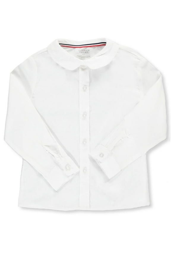 Uniform Toddler Girls Long Sleeve Feminine Fit Peter Pan Blouse, 33406 White / 2T