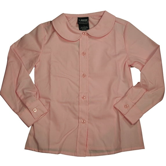 French Toast Uniform Toddler Girls Long Sleeve Feminine Fit Peter Pan Blouse, 33406 Pink / 3T