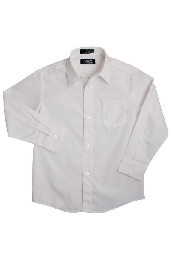 Boys School Uniform Long Sleeve Classic Button-Up Dress Shirt, Sizes 4-20 & Husky