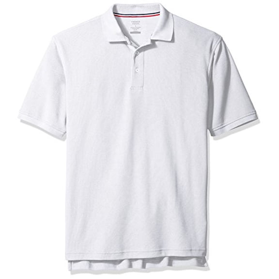 French Toast Young Men's Short Sleeve Pique Polo, White, Small
