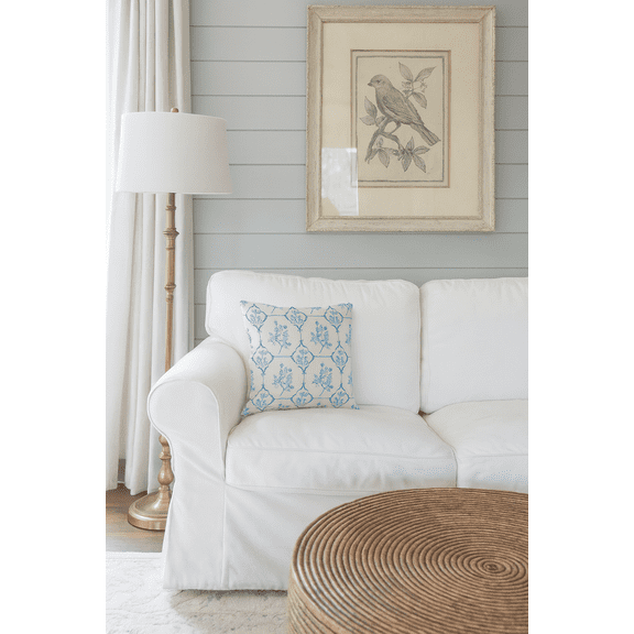 French Toile Linen Pillow 20x20 20x20 / Down Alternative